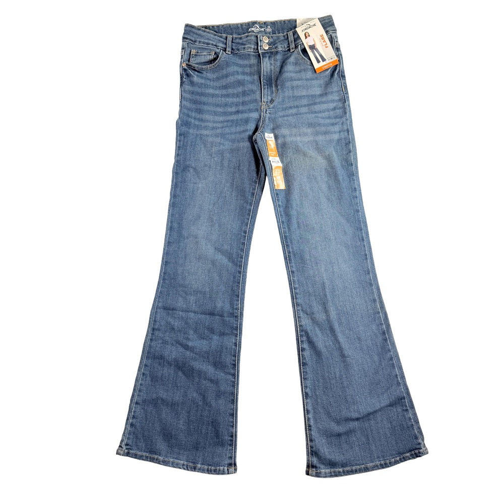 Jordache Girls Size 16 High Rise Flare Stretch Jeans Medium Enzyme NWT